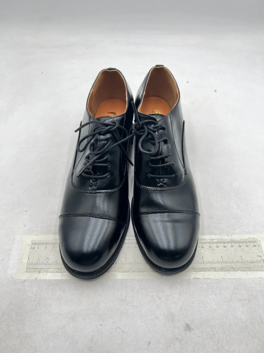 FSJ Black Men's Classic Lace-Up Oxford Shoes Handmade Burnished Dress Shoes